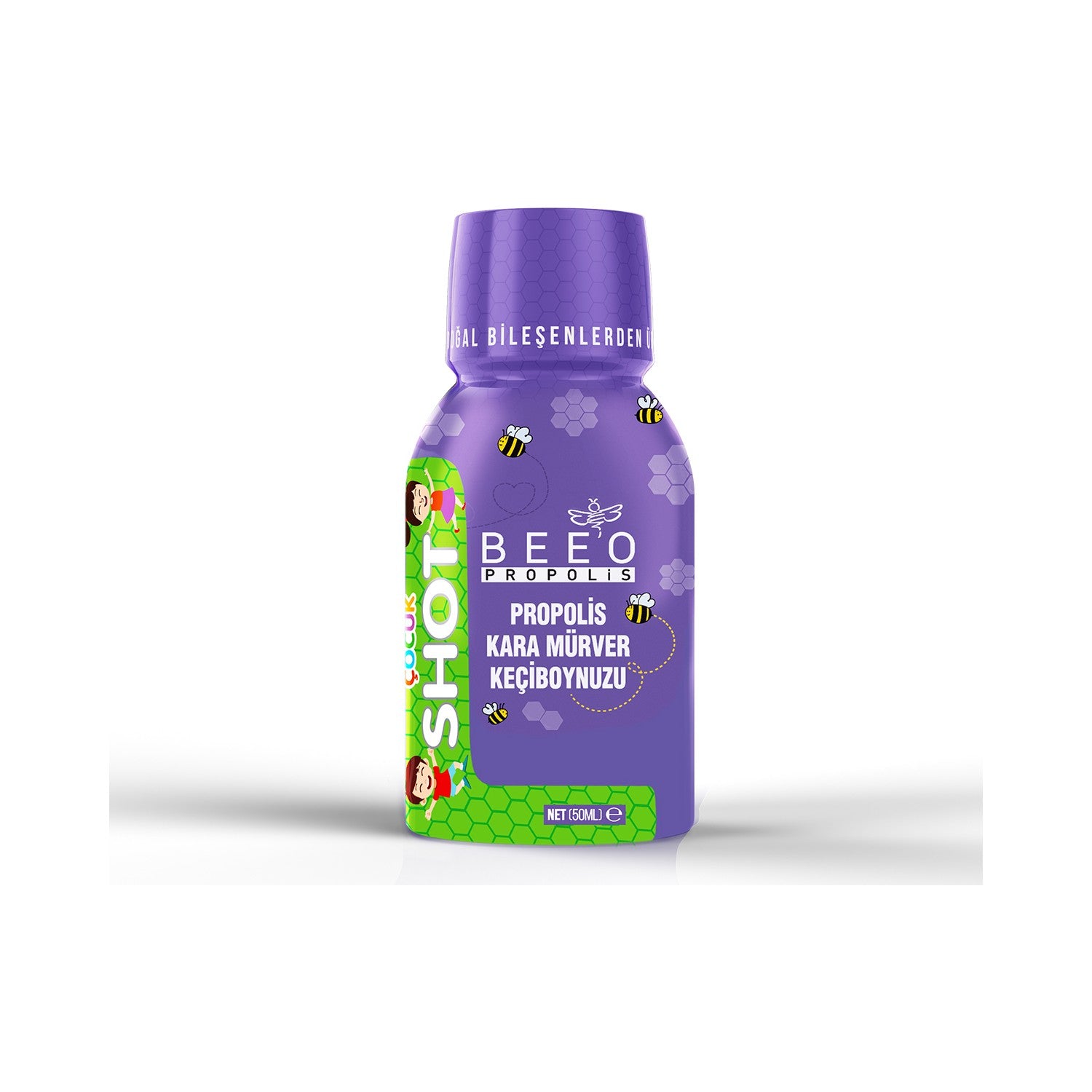 BEE'O Propolis Black Elderberry Carob Children Shot Box of 12