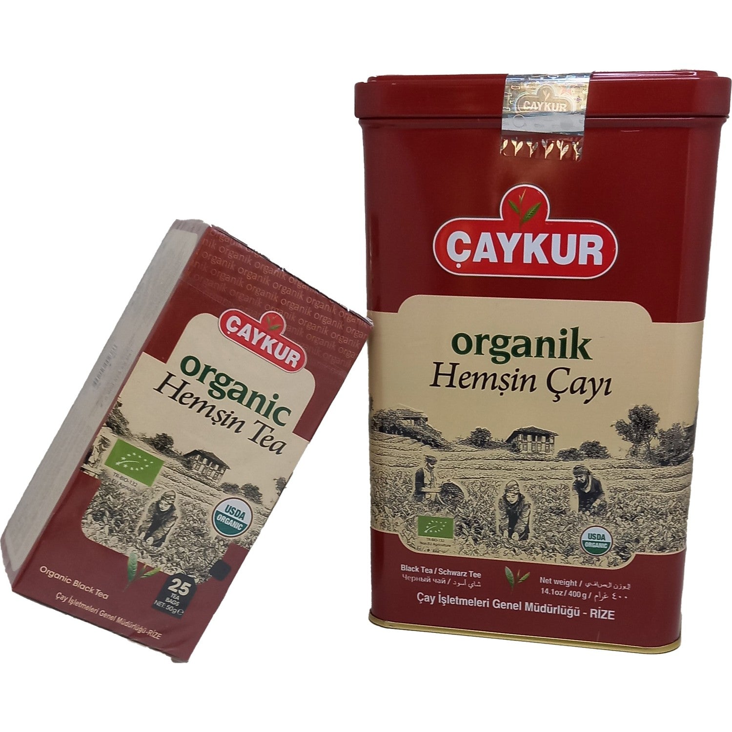 Caykur Hemsin tea Metal Kutu 400 g and Hemsin black tea filter tea bags 50 g - 2-pack Avantaj - MALLTURK