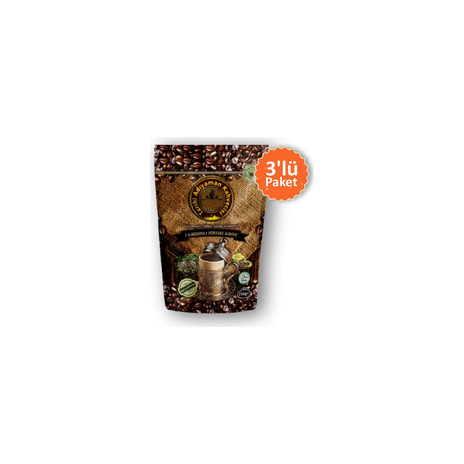 Historic Adiyaman Coffee House Ottoman Palace Dibek Coffee with Cardamom 200 gr 3-pack - MALLTURK
