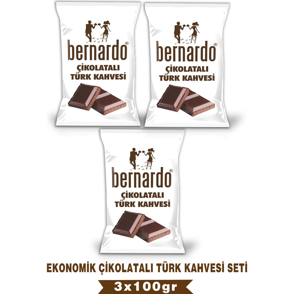 Bernardo 3-Pack Chocolate Flavored Turkish Coffee Economical Set 100GR x 3 - MALLTURK
