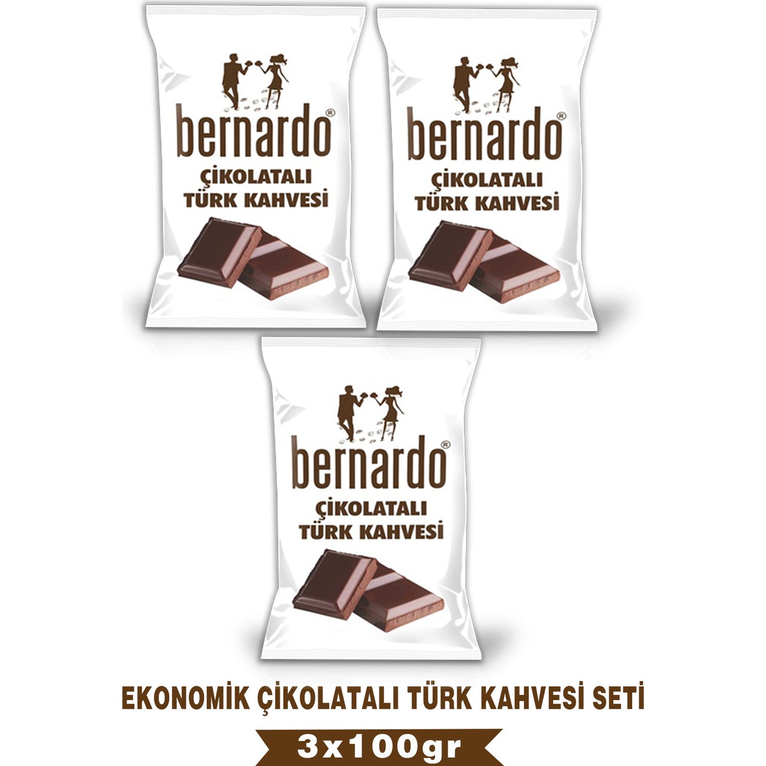 Bernardo 3-Pack Chocolate Flavored Turkish Coffee Economical Set 100GR x 3 - MALLTURK