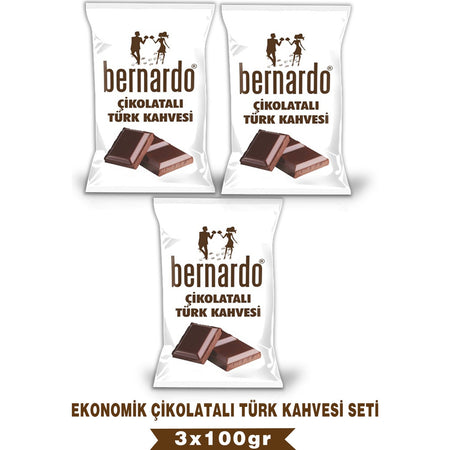 Bernardo 3-Pack Chocolate Flavored Turkish Coffee Economical Set 100GR x 3 - MALLTURK
