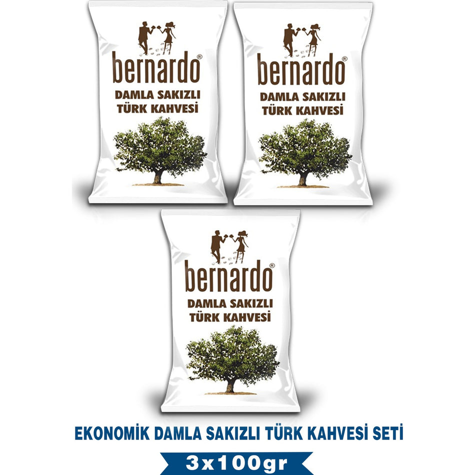 Bernardo 3-Pack Mastic Flavored Turkish Coffee Economical Set 100GR x 3 - MALLTURK