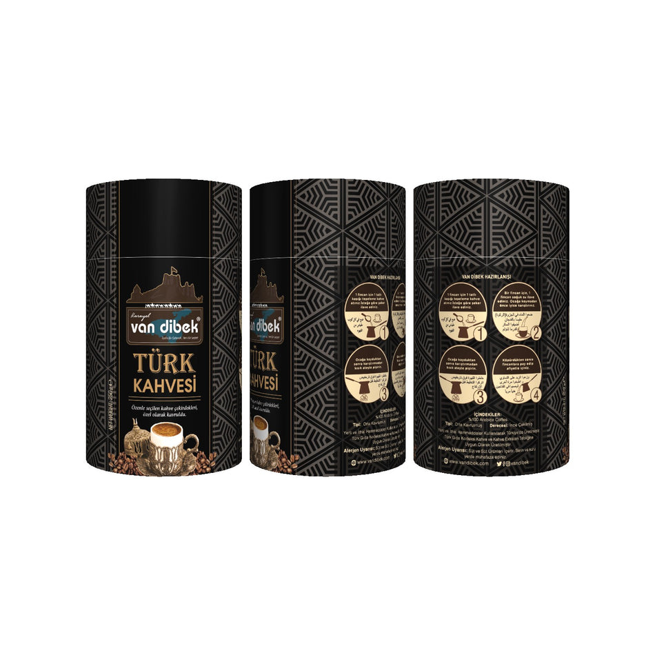 Van Dibek Turkish Coffee, Cylindrical Box, 250 gr - MALLTURK