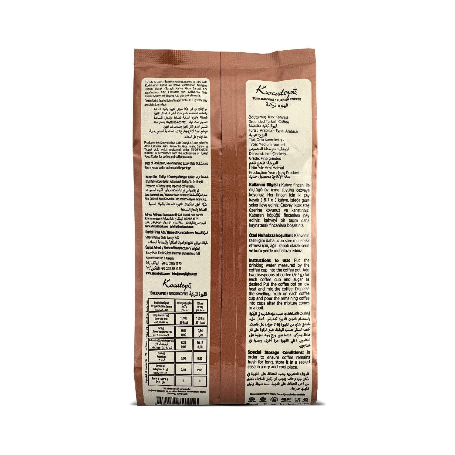 Kocatepe Coffee - Turkish Coffee 500 gr Foil Packaging - MALLTURK