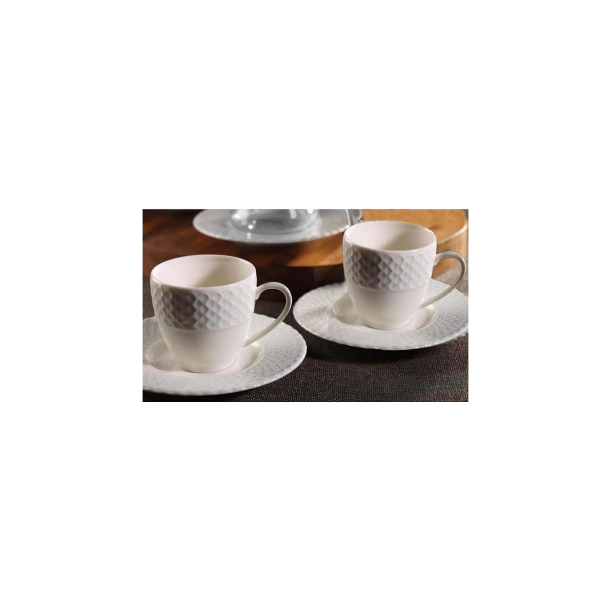Kutahya Porselen Bone Iron 12-Piece Turkish Coffee Cup Set, White, for 6 - MALLTURK