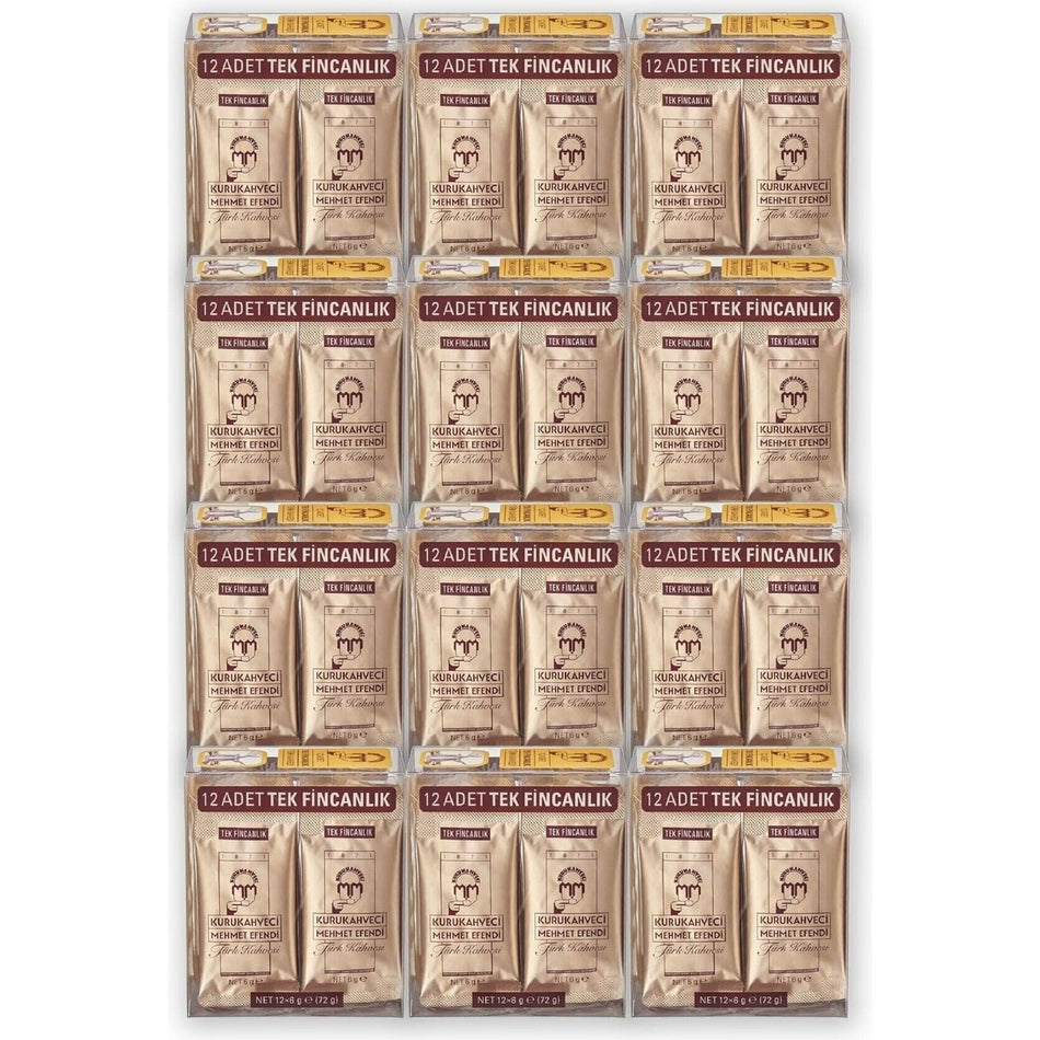 Kurukahveci Mehmet Efendi Turkish Coffee Single Serving Foil Pack 12 x 6 gr x 12 - MALLTURK
