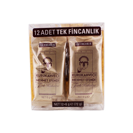 Kurukahveci Mehmet Efendi Turkish Coffee 6 gr (One Cup) 12 Pack - MALLTURK