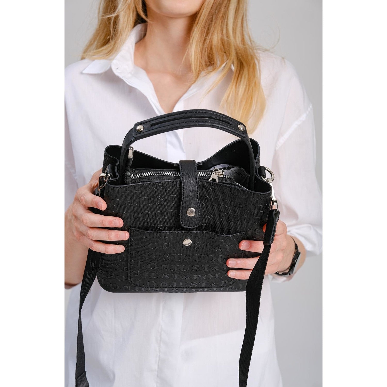 Just Polo Women's Shoulder Bag Gray - Tan - MALLTURK
