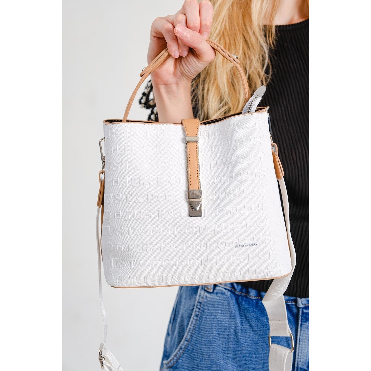 Just Polo Women's Shoulder Bag Tan - MALLTURK