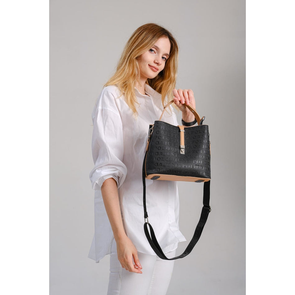 Just Polo Women's Shoulder Bag Black - Camel - MALLTURK
