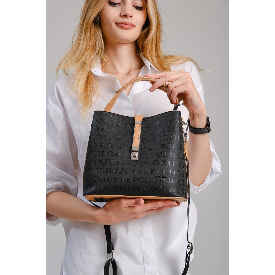 Just Polo Women's Shoulder Bag Black - Camel - MALLTURK