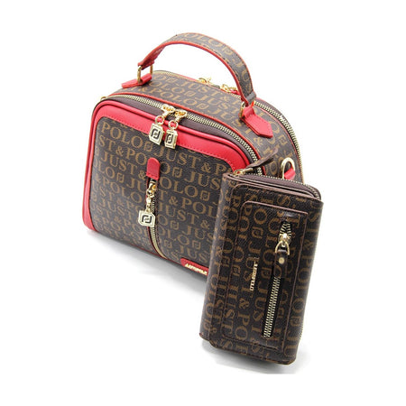 Just Polo Bag and Wallet Set Brown - Burgundy - MALLTURK
