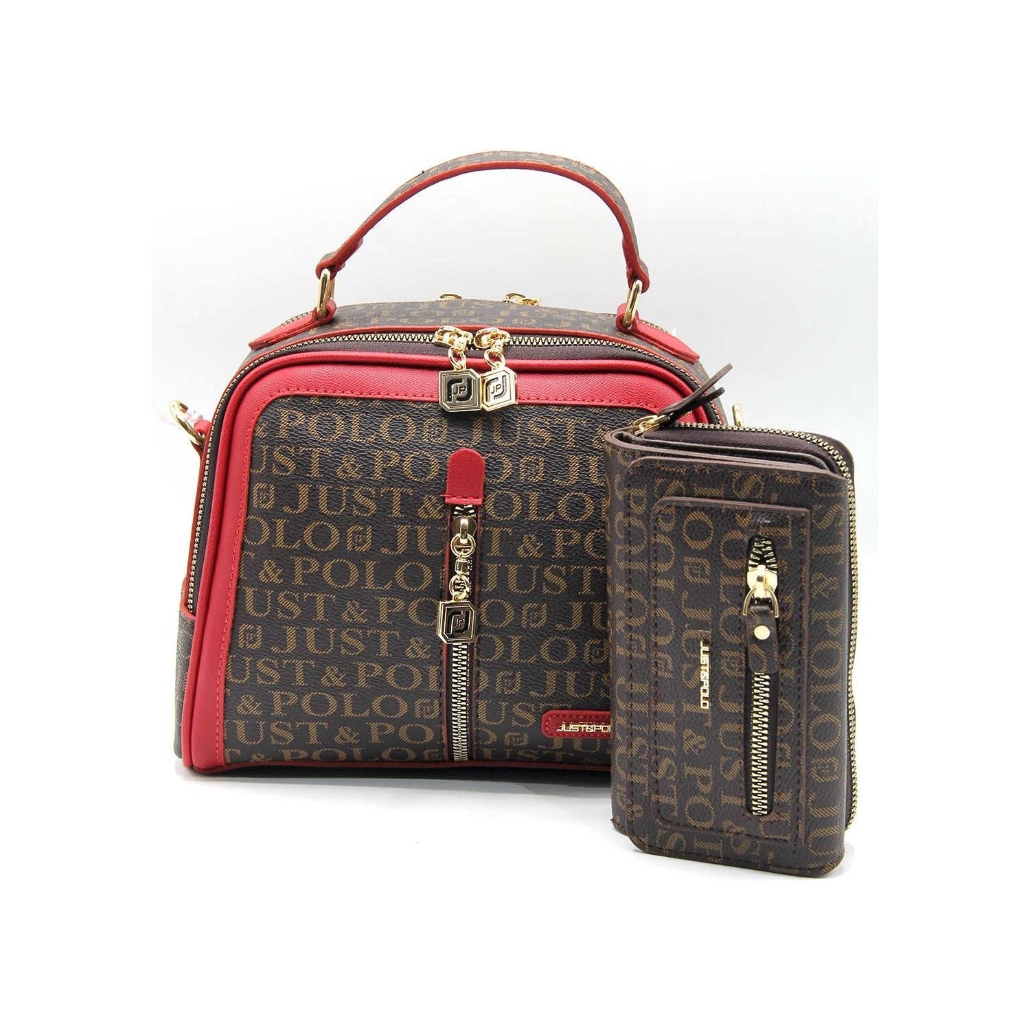 Just Polo Bag and Wallet Set Brown - Burgundy - MALLTURK