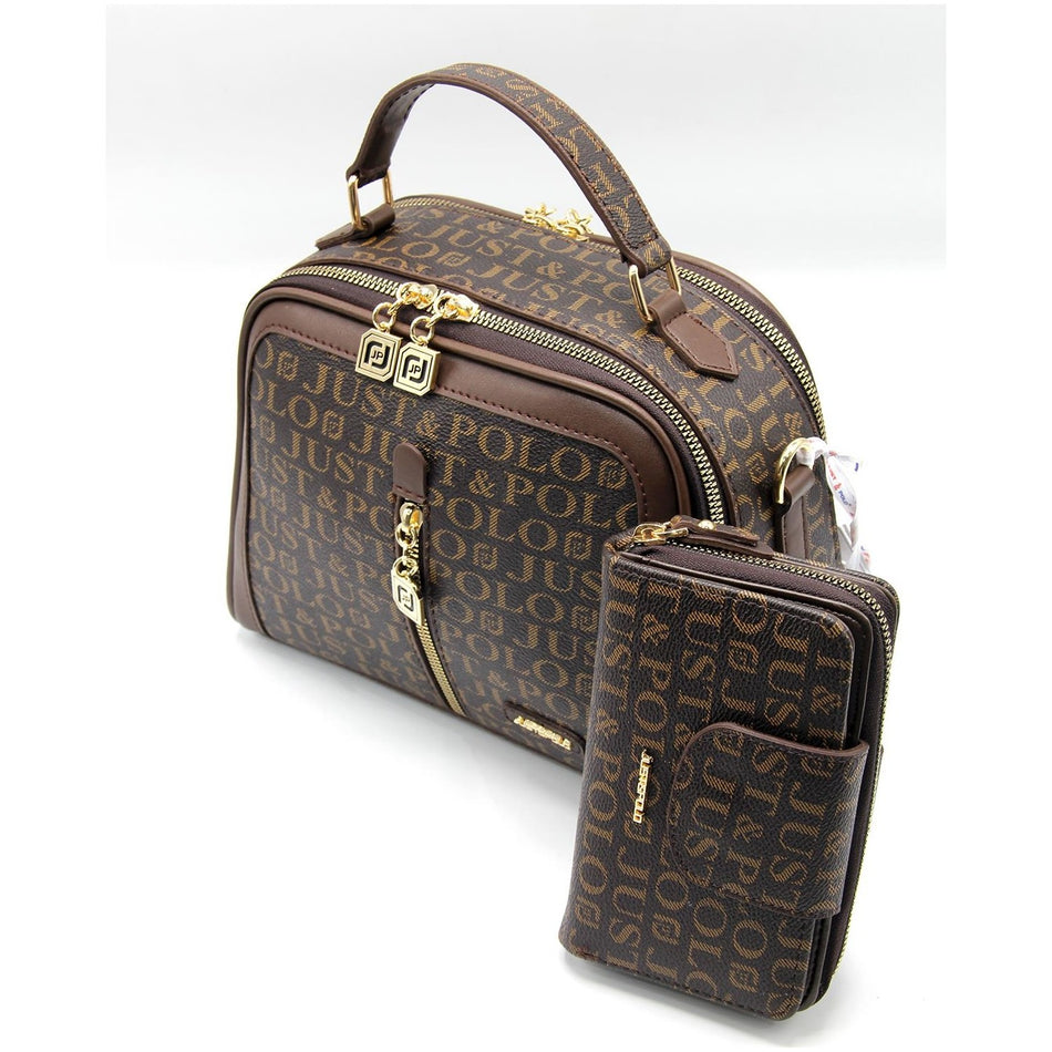 Just Polo Bag and Wallet Set Brown - MALLTURK
