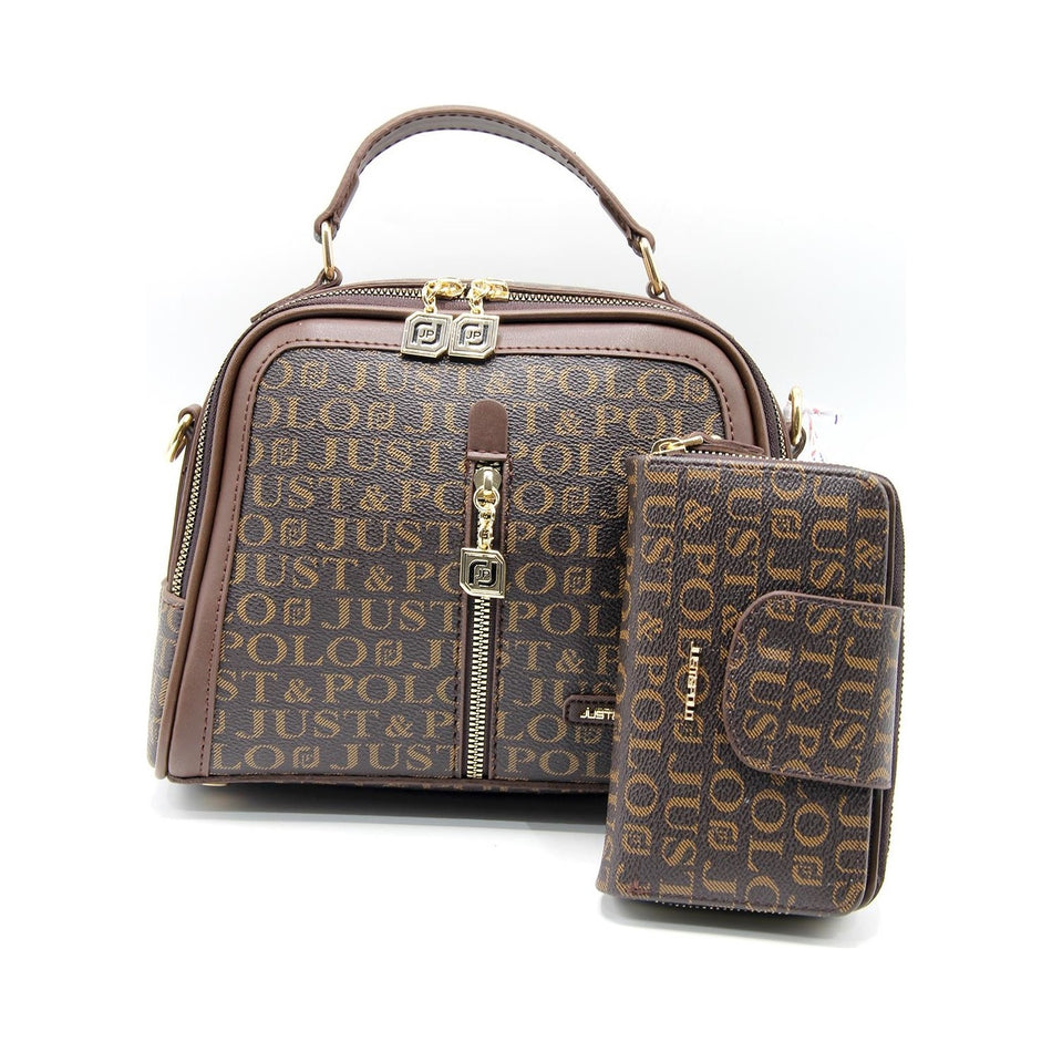 Just Polo Bag and Wallet Set Brown - MALLTURK