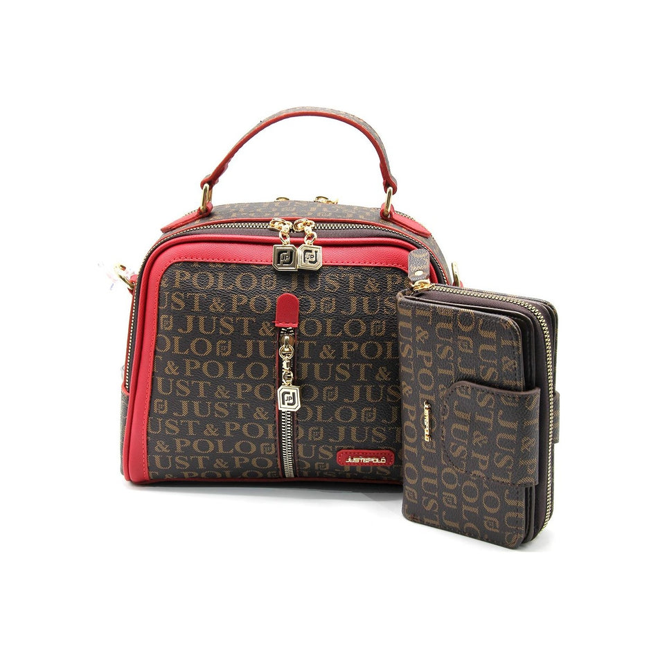 Just Polo Bag and Wallet Set Brown - Burgundy - MALLTURK