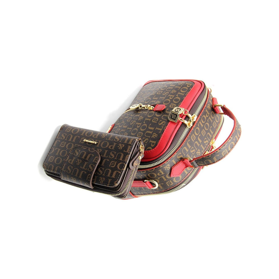 Just Polo Bag and Wallet Set Brown - Burgundy - MALLTURK