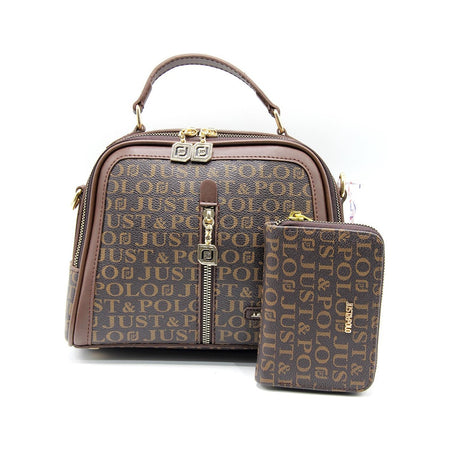 Just Polo Bag and Wallet Set Brown Color - MALLTURK