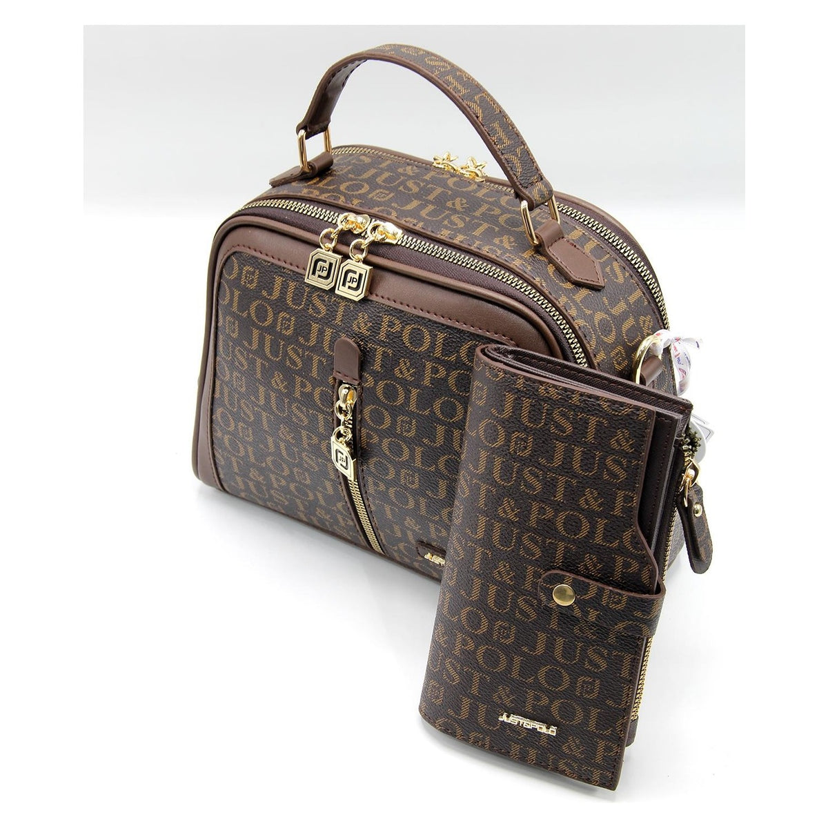 Just Polo Bag and Wallet Set Brown - MALLTURK