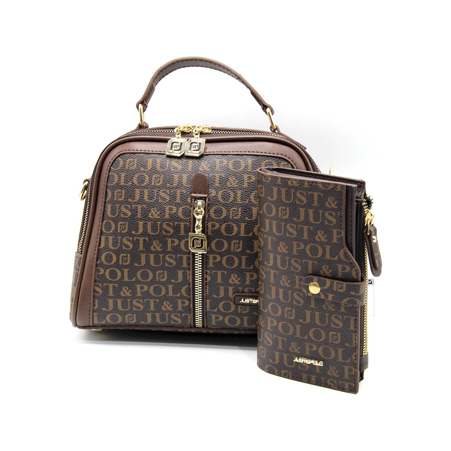 Just Polo Bag and Wallet Set Brown - MALLTURK