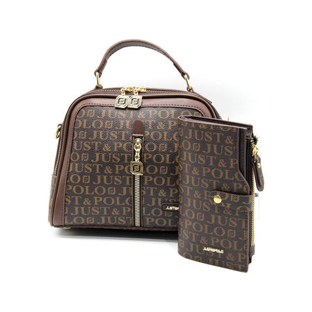 Just Polo Bag and Wallet Set Brown - MALLTURK
