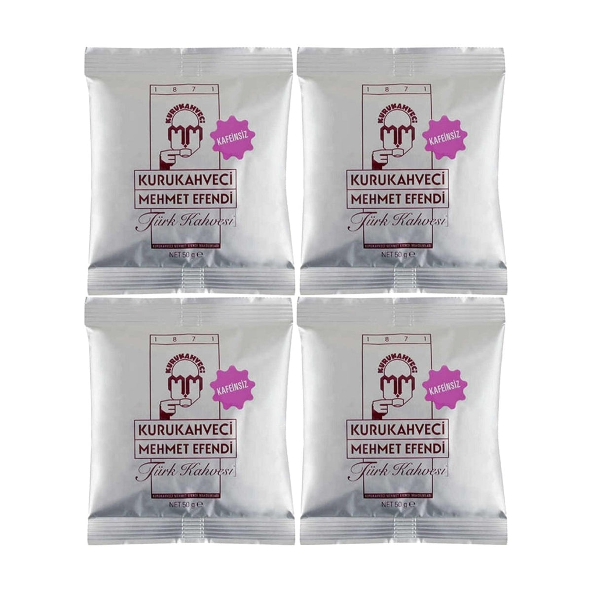 Kurukahveci Mehmet Efendi Caffeine-Free Turkish Coffee, Foil Packaging, 50 gr x 4 - MALLTURK