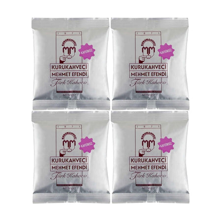 Kurukahveci Mehmet Efendi Caffeine-Free Turkish Coffee, Foil Packaging, 50 gr x 4 - MALLTURK