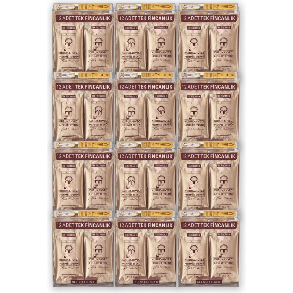 Kurukahveci Mehmet Efendi Turkish Coffee Single Serving Foil Packet 6 gr x 12 - MALLTURK