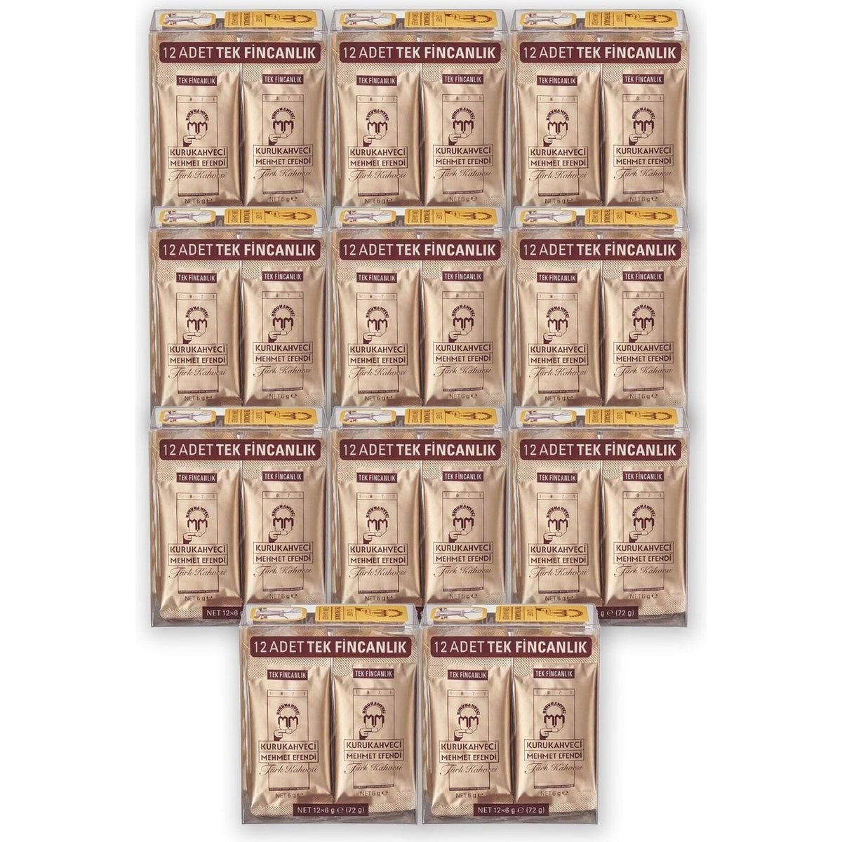Kurukahveci Mehmet Efendi Turkish Coffee 12 x 6g Single Serving Foil Pack (11 Packs) - MALLTURK