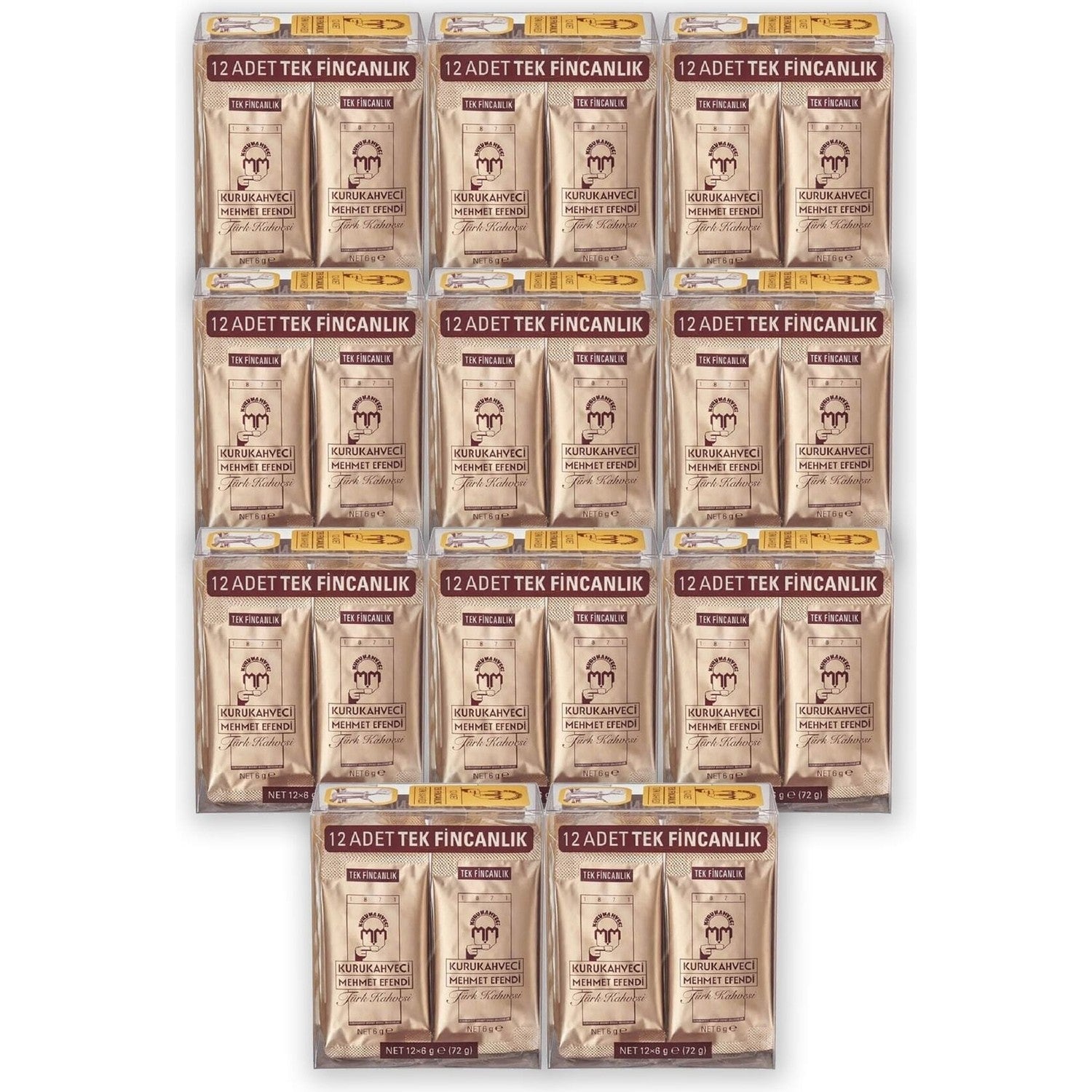 Kurukahveci Mehmet Efendi Turkish Coffee 12 x 6g Single Serving Foil Pack (11 Packs) - MALLTURK