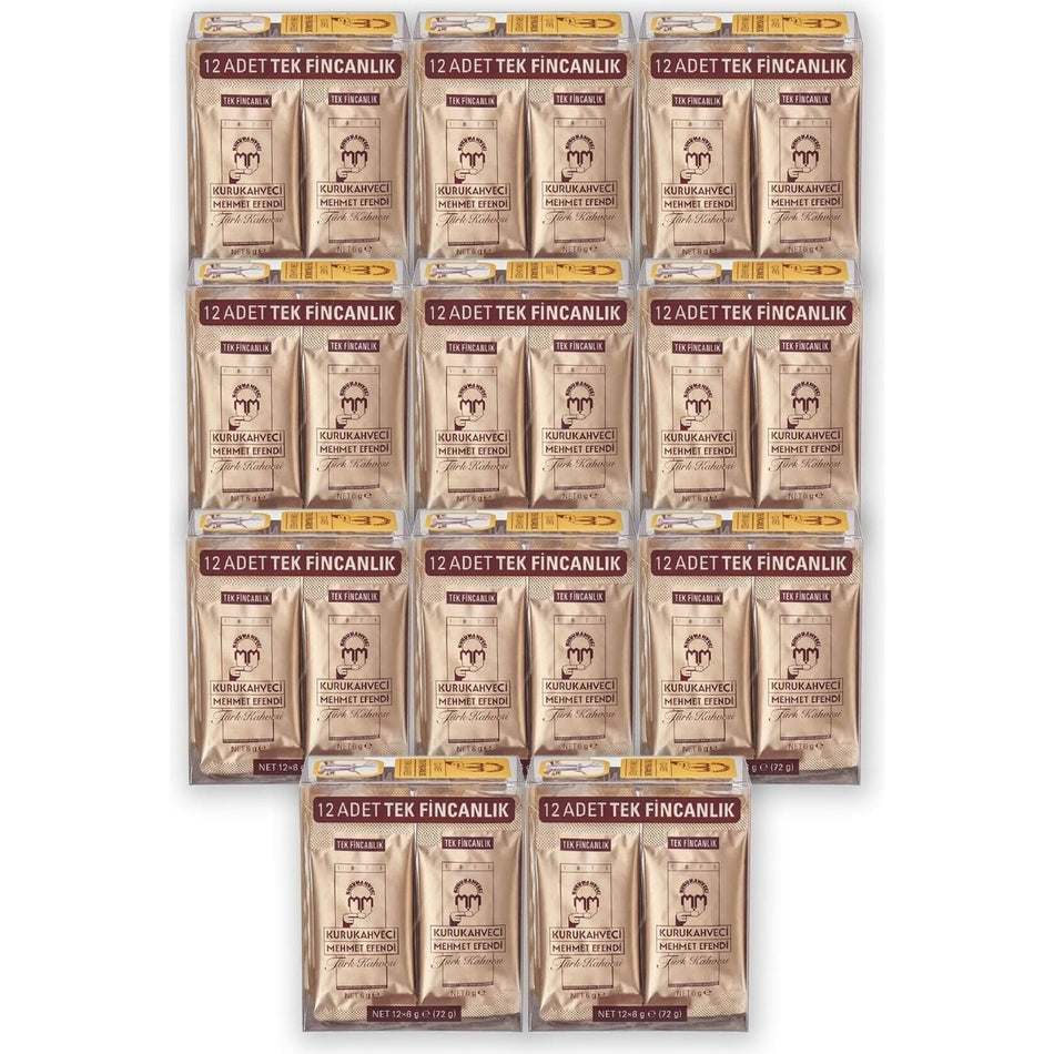 Kurukahveci Mehmet Efendi Turkish Coffee 12 x 6g Single Serving Foil Pack (11 Packs) - MALLTURK