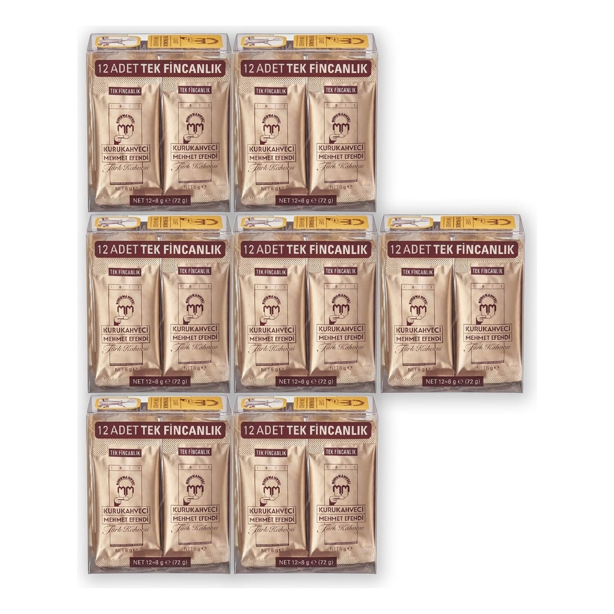 Kurukahveci Mehmet Efendi Turkish Coffee 12*6 G Single Serving Foil Packs x 7 Pieces - MALLTURK