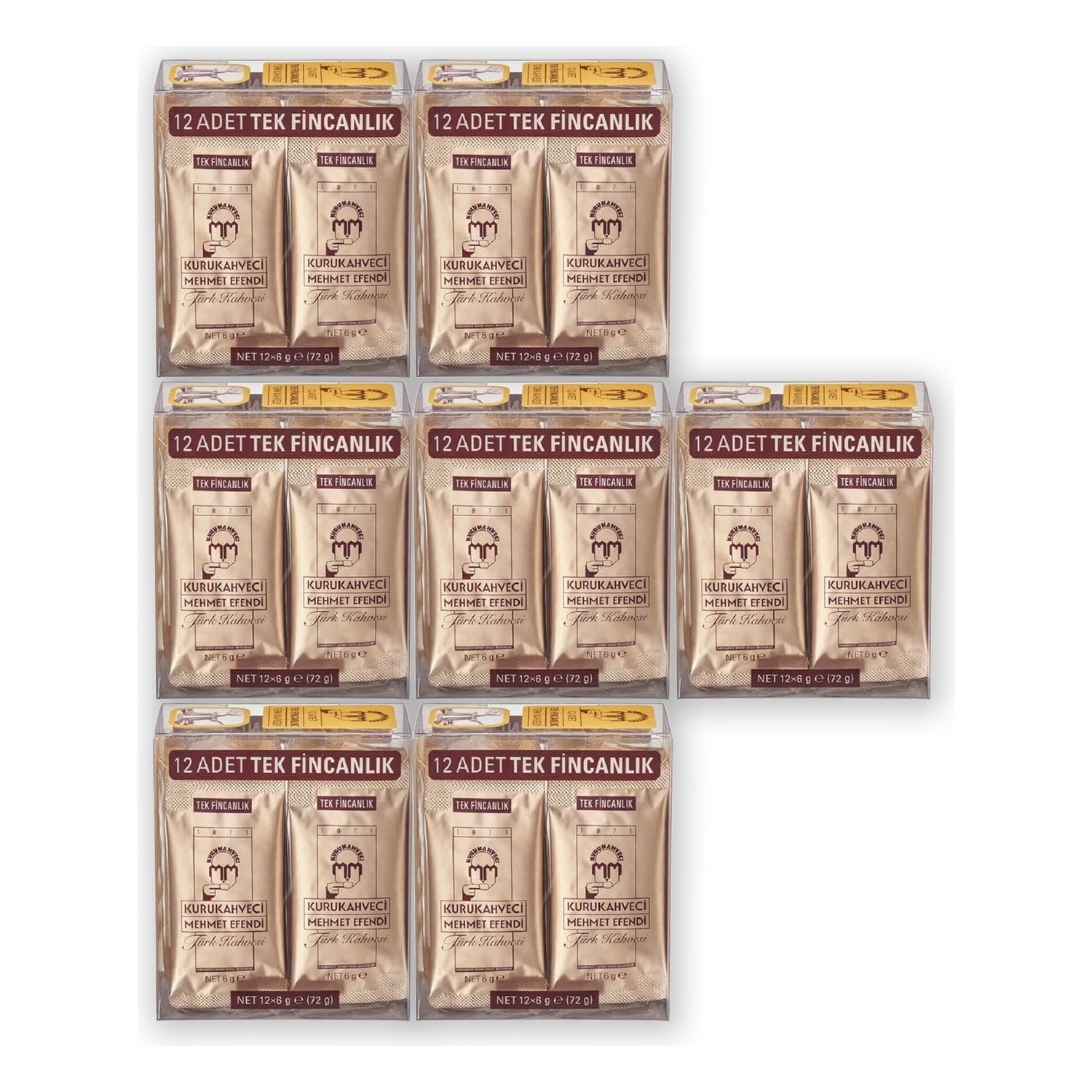 Kurukahveci Mehmet Efendi Turkish Coffee 12*6 G Single Serving Foil Packs x 7 Pieces - MALLTURK