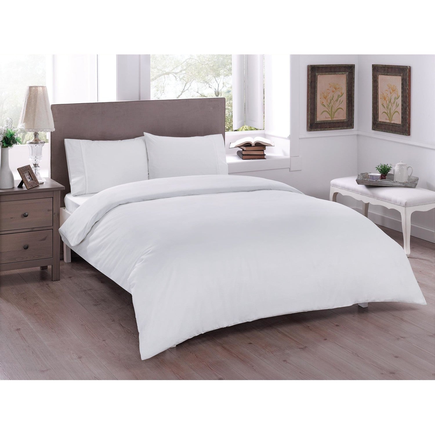 Tac Basic Ranforce Single White Duvet Cover Set White - MALLTURK