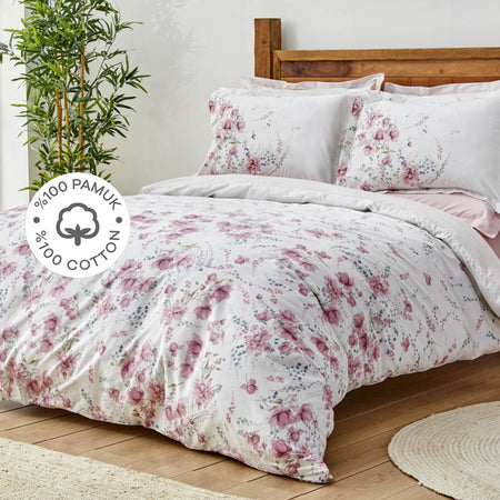 Karaca Home Dalila %100 Cotton Double Duvet Cover Set Pink - MALLTURK
