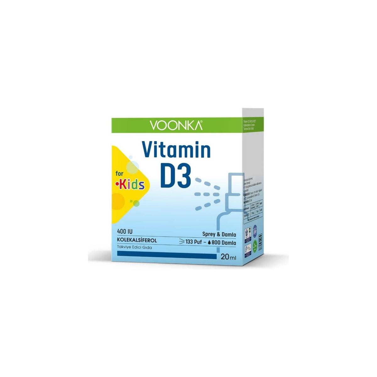 Voonka Kids Vitamin D3 400 IU Spray Drops 20 ml - MALLTURK