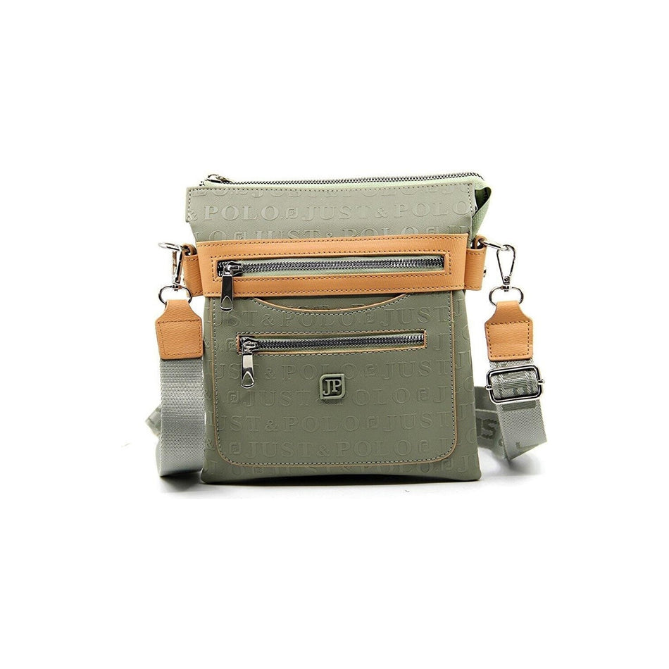 Just Polo Women's Embossed Print 6-Compartment Shoulder Bag Green Color - MALLTURK