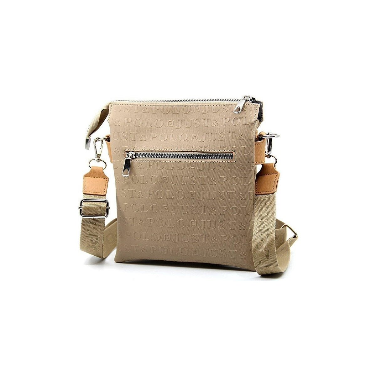 Just Polo Women's Embossed Print 6-Compartment Shoulder Bag Sand Color - MALLTURK