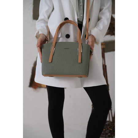Just Polo Women's Embossed Print Zipper Closure Shoulder and Handbag with Long Adjustable Shoulder Strap Green - MALLTURK