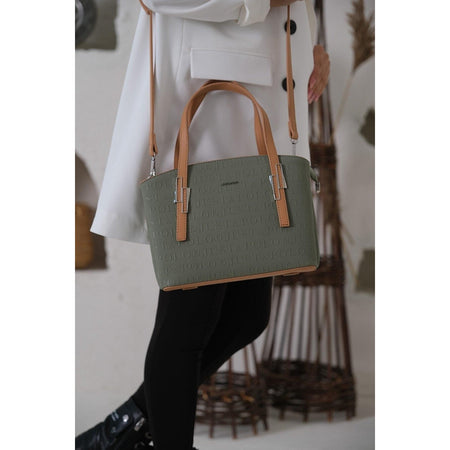 Just Polo Women's Embossed Print Zipper Closure Shoulder and Handbag with Long Adjustable Shoulder Strap Green - MALLTURK