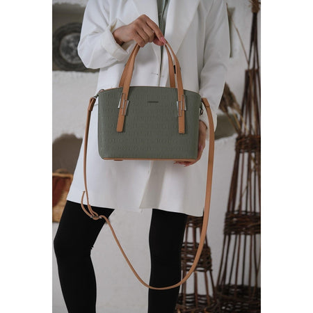 Just Polo Women's Embossed Print Zipper Closure Shoulder and Handbag with Long Adjustable Shoulder Strap Green - MALLTURK