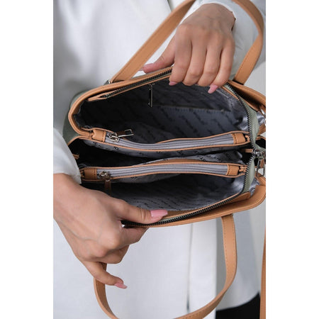 Just Polo Women's Embossed Print Zipper Closure Shoulder and Handbag with Long Adjustable Shoulder Strap Green - MALLTURK