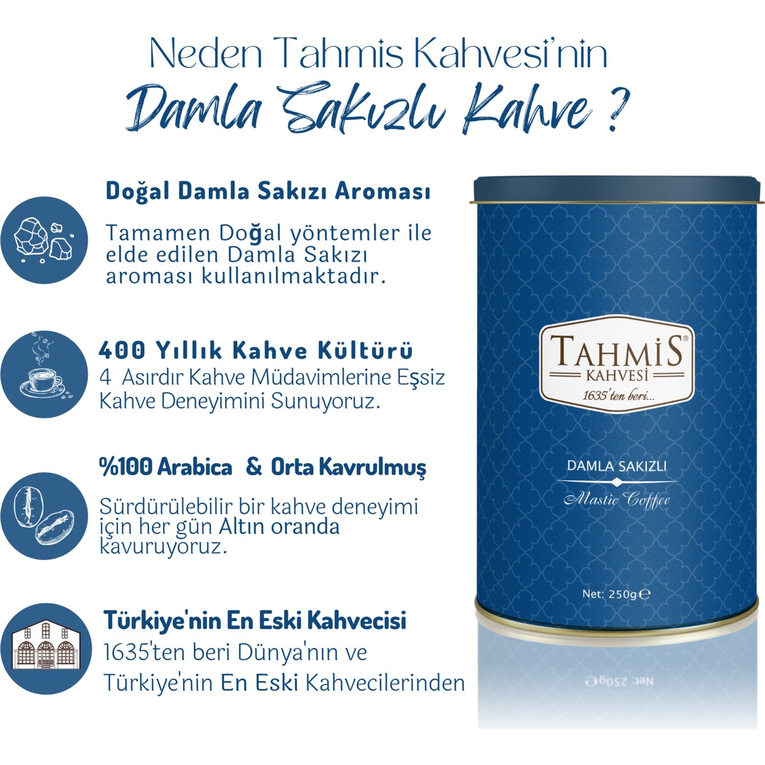Tahmis Coffee Mastic Flavored Turkish Coffee 250 Grtene - MALLTURK