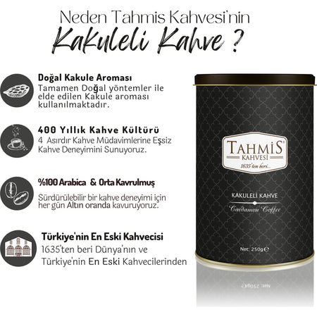Tahmis Cardamom Turkish Coffee, Medium Roast, 250 gr - MALLTURK