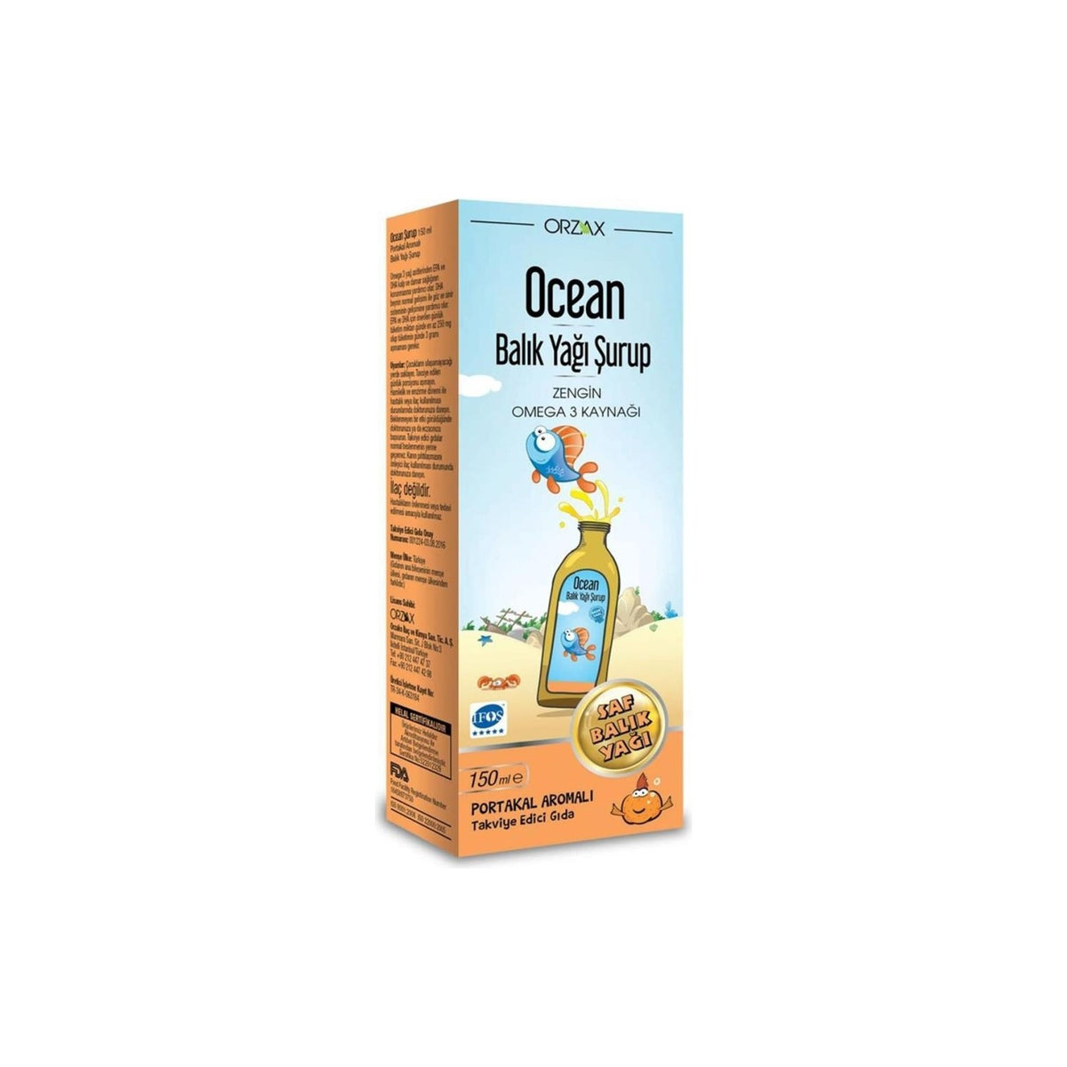Orzax Ocean Omega3 Syrup 150 ml - Portakal - MALLTURK