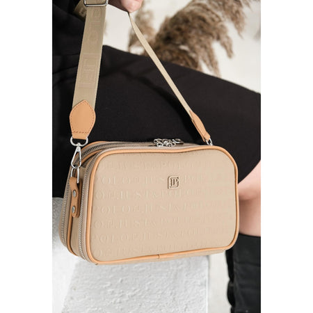 Just Polo Women's Embossed Print Just & Polo Patterned Bag Vegan Shoulder and Handbag Mink-Tan - MALLTURK