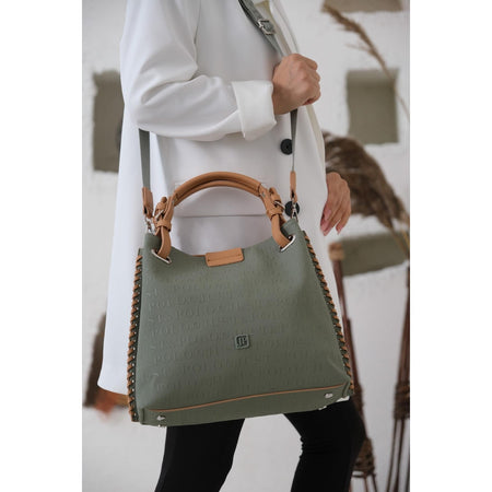 Just Polo Women's Just Polo Embossed Pattern Magnetic Snap Closure Handbag with Shoulder Strap Green - MALLTURK