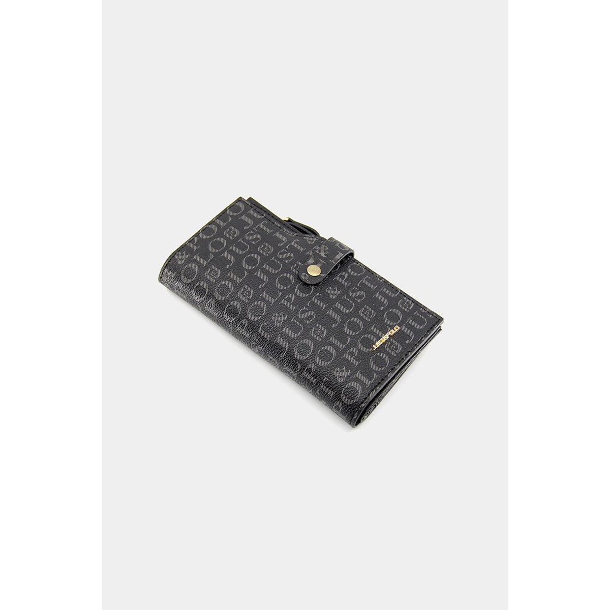 Just Polo Women's Coffee Brown 20 Card Capacity Embossed Snap and Zipper Closure Card Holder Wallet Black - MALLTURK
