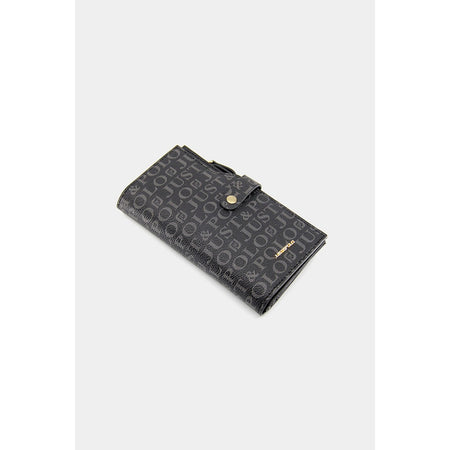 Just Polo Women's Coffee Brown 20 Card Capacity Embossed Snap and Zipper Closure Card Holder Wallet Black - MALLTURK
